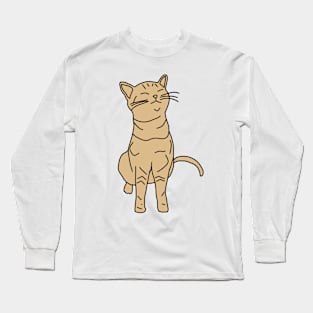 Cute Cat Minimal Line Drawing Long Sleeve T-Shirt